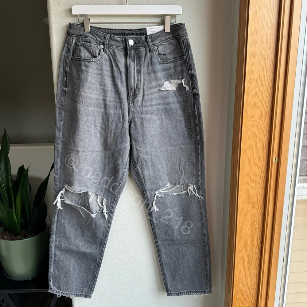 American Eagle AE Mom Jeans Smoked Grey Size 12 & 14 reg NWT - Picture 2 of 14